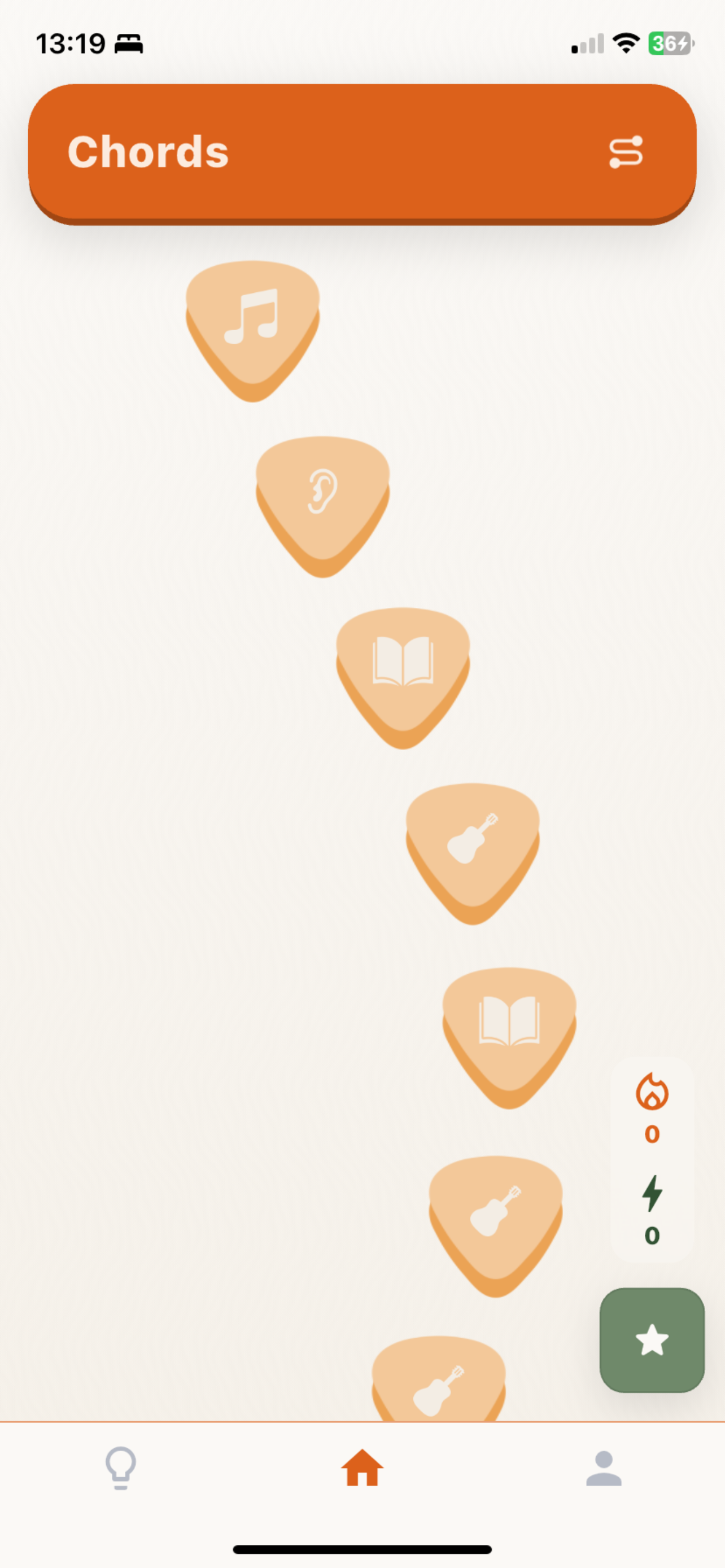 Mind the Guitar app screen